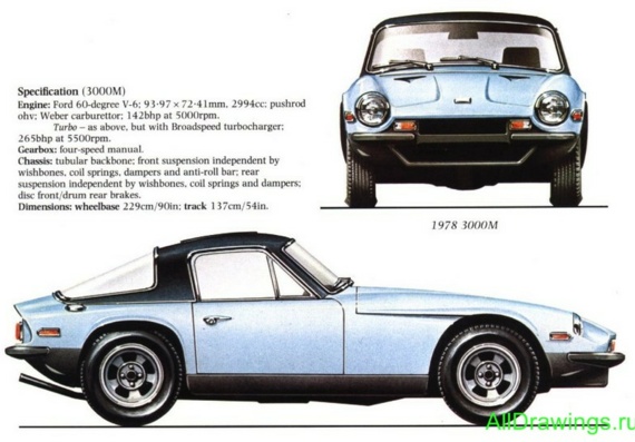 TVR 3000M (1978) (TBP 3000M (1978)) are drawings of the car